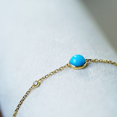 アリゾナ産スルーピングターコイズブレスレットK18 アリゾナ産スルーピングターコイズブレスレットK18