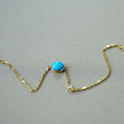 眠り姫」K18ゴールド ナチュラルターコイズ 成功・繁栄・旅の安全 12月