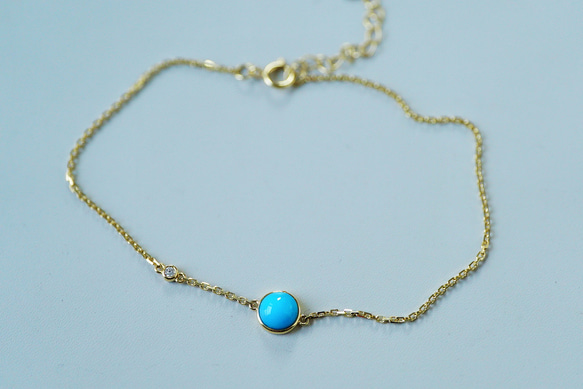 眠り姫」K18ゴールド ナチュラルターコイズ 成功・繁栄・旅の安全 12月