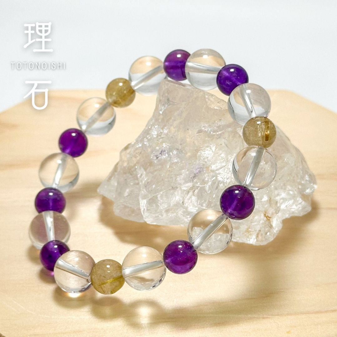 天然石 アメジスト、ルチルクォーツのブレスレット 4,250円