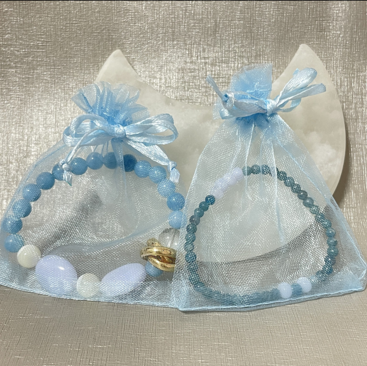 【数量限定】326.白い花冠-アゼツライト×ムーンストーン×淡水パール