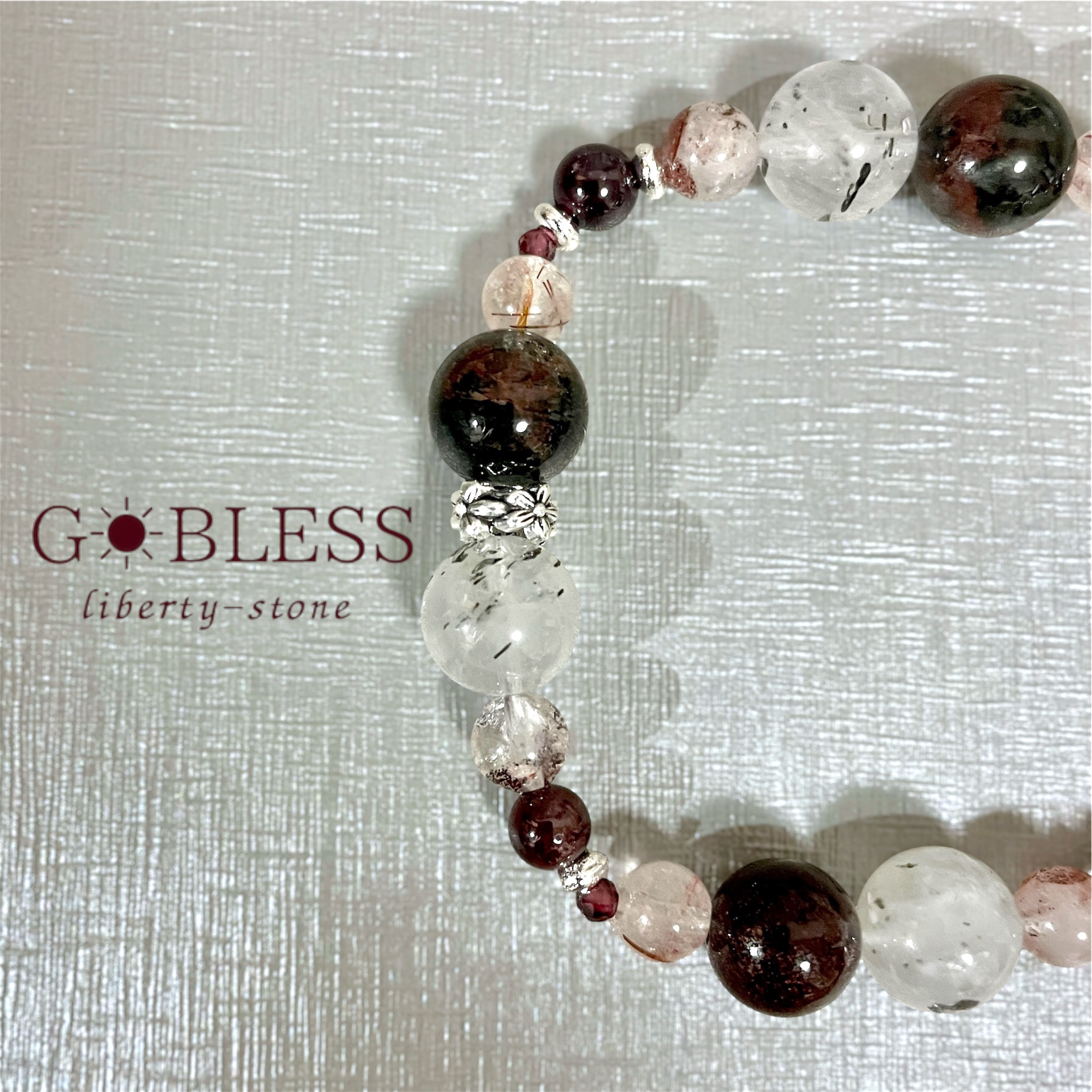 【数量限定】327.赤の花冠-ガーデンクォーツ×ガーネット×レッドルチル