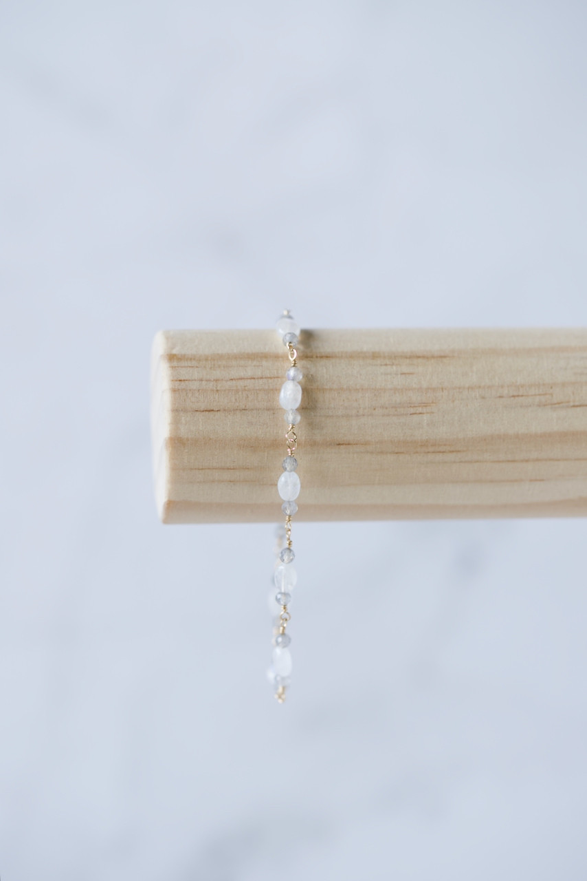 ブルームーンストーンとラブラドライトのブレスレット［14Kgf］