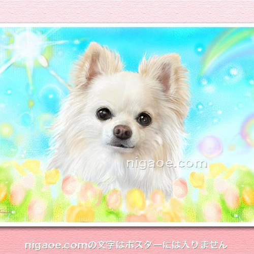 チワワちゃんのイラストポスター A4サイズ チワワクリームホワイト