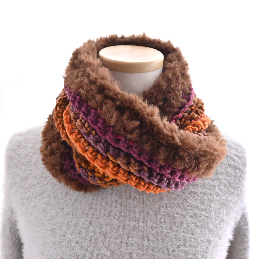 ふわふわ クロス ネックウォーマー ⛄カラフルブラウン⛄