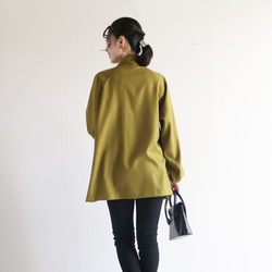 秋色【上品オリーブグリーン】2WAY一枚で決まるボウタイチュニックブラウス♡ 6枚目の画像