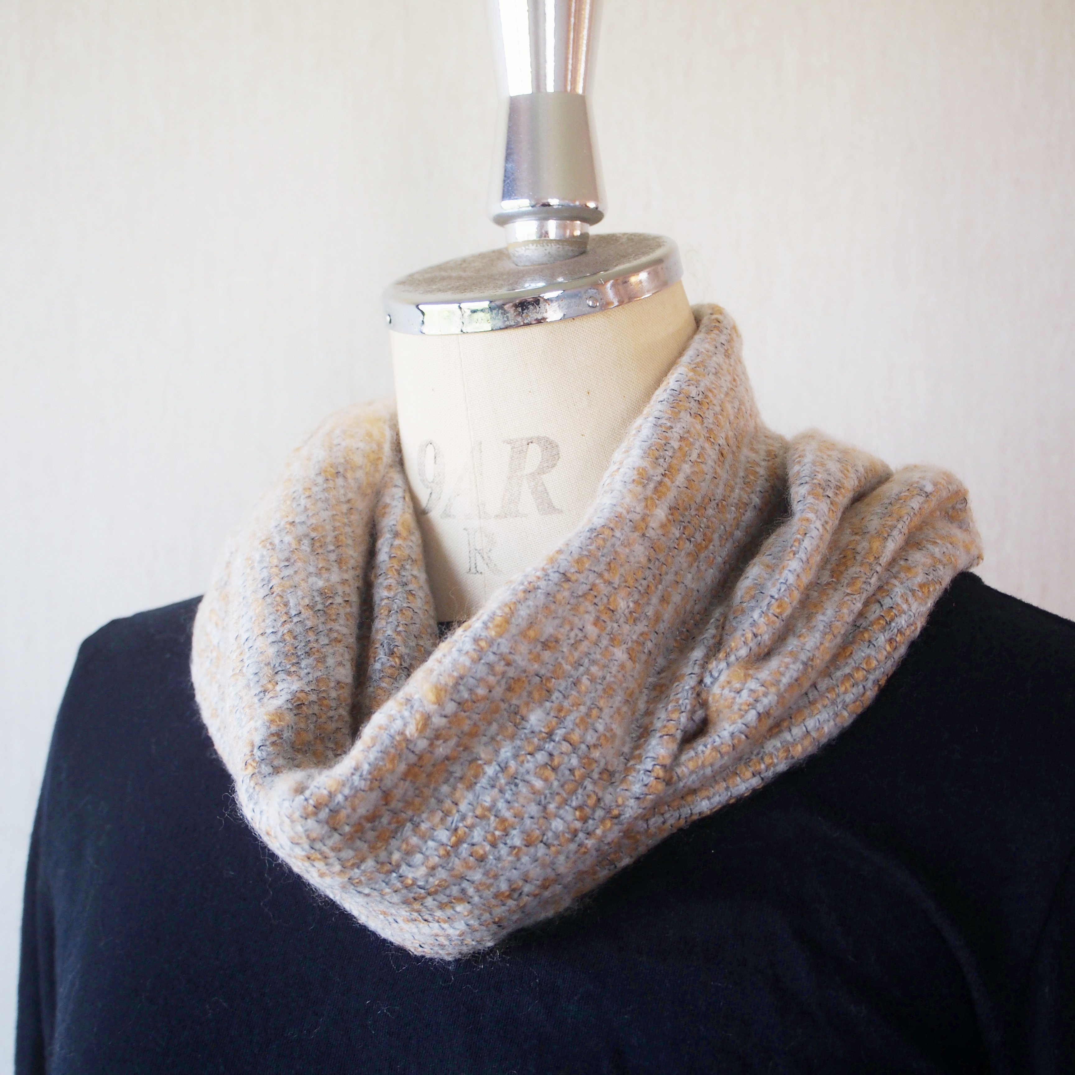 【手織りシンプルマフラー】ボイルウール手織りマフラーYE
