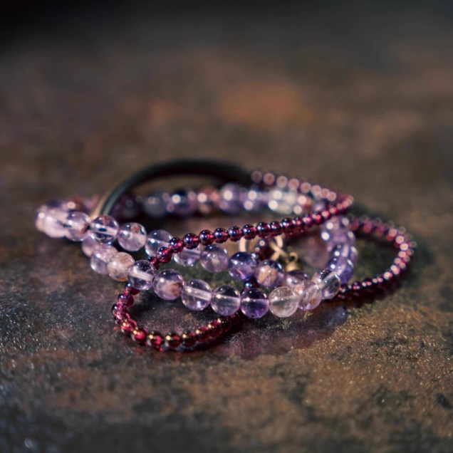 ◤ Refined ◢　紫幽霊水晶 (パープルゴーストクリスタル) ブレスレット多層ブレスレット