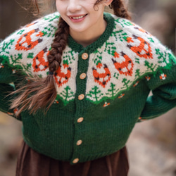 ヴィンテージ アイスランド風 森ガール 幾何学柄 ニット セーター