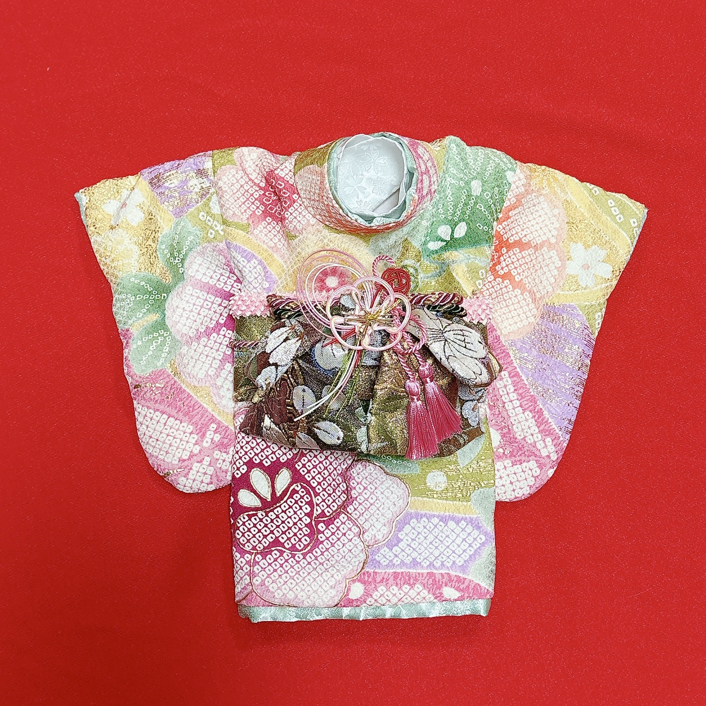 即納✨犬の着物✨犬用本格振袖着物 S パステルカラー 正絹金彩入り 犬服