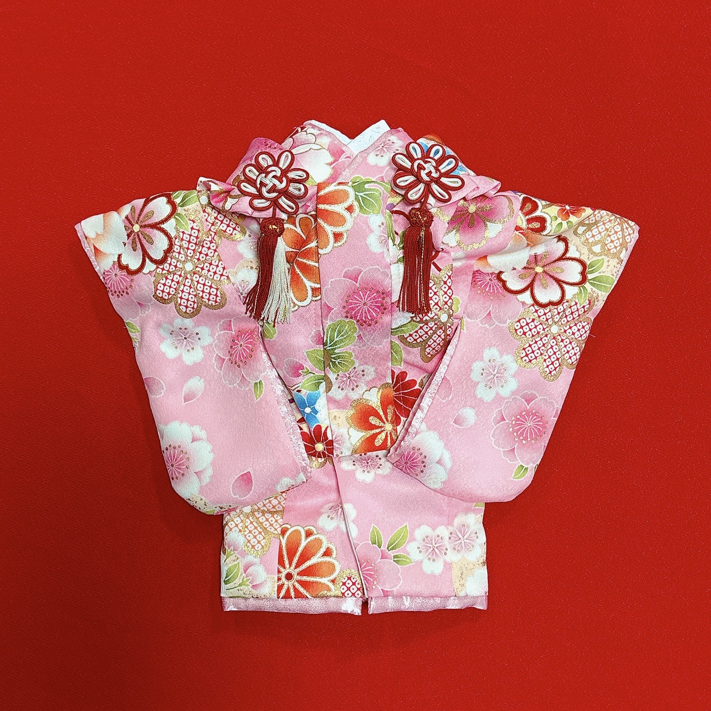 即納✨犬用本格振袖着物&お被布セット S ピンク 化繊 金彩入り 七五三