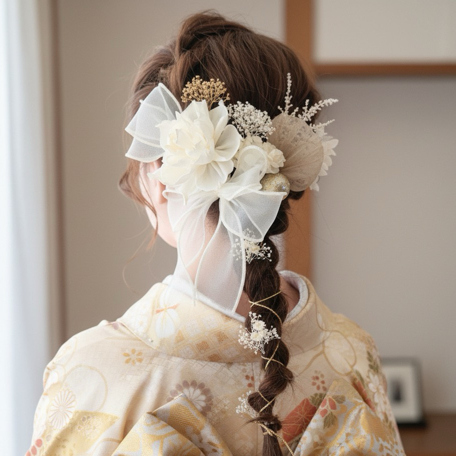 成人式　髪飾り　和装　振袖　袴　結婚式　成人式　卒業式　編みおろし