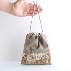 インド刺繍リボンのミニ巾着　くすみカラー 2枚目の画像