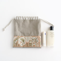 インド刺繍リボンのミニ巾着　くすみカラー 7枚目の画像