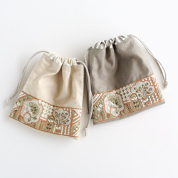 インド刺繍リボンのミニ巾着　くすみカラー 8枚目の画像