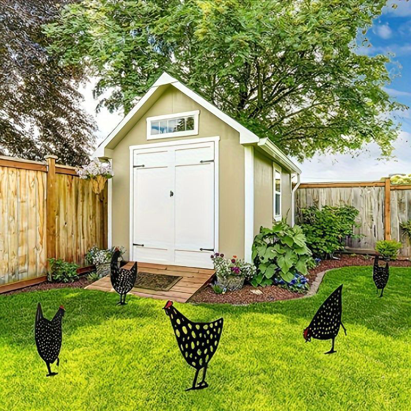 アート オブジェ 屋外オーナメント 5個入り 鶏のシルエット 5個セット ステーク 地面に差し込む庭の装飾 屋外 家