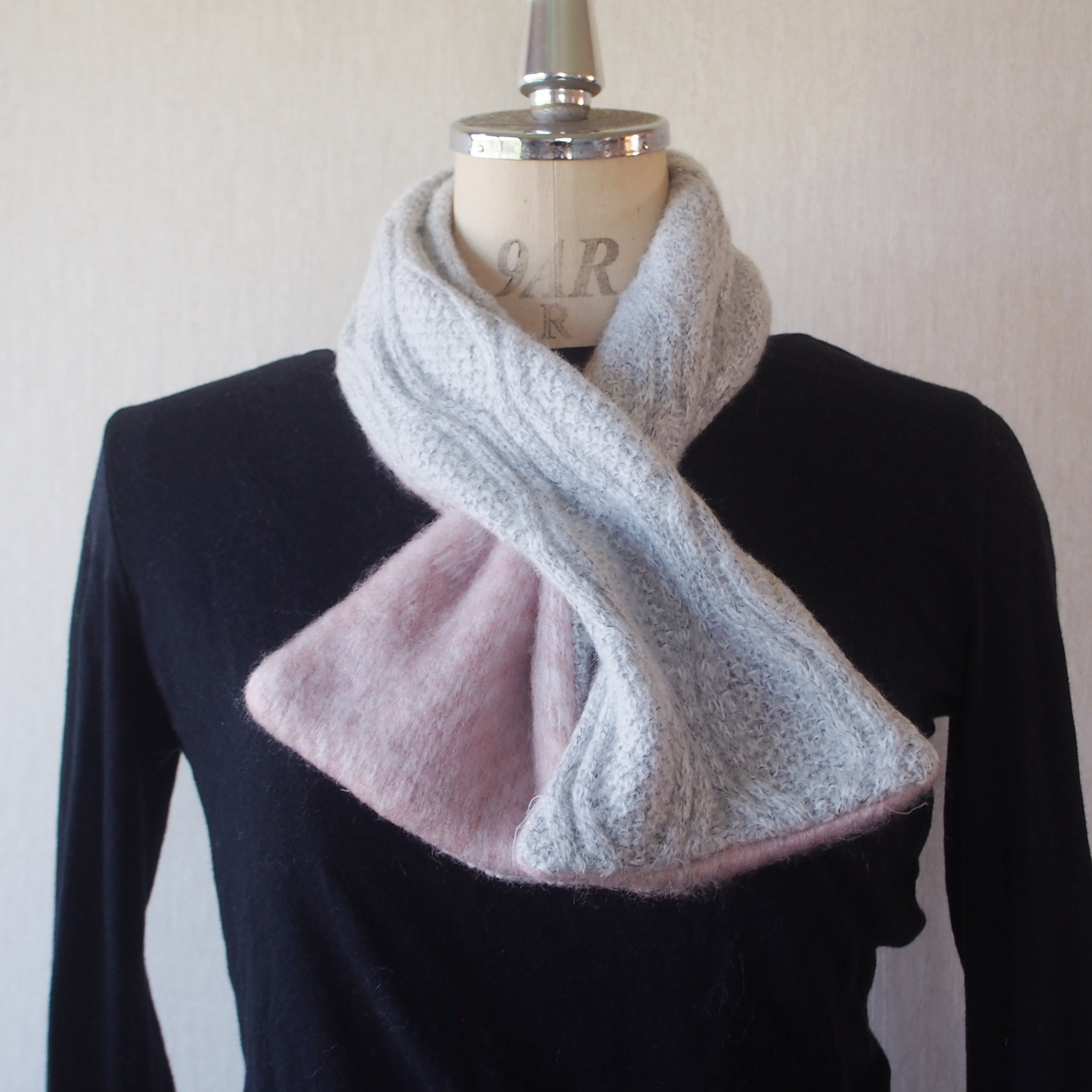 【手織りシンプルマフラー】リバーシブルマフラー・ケーブルPK