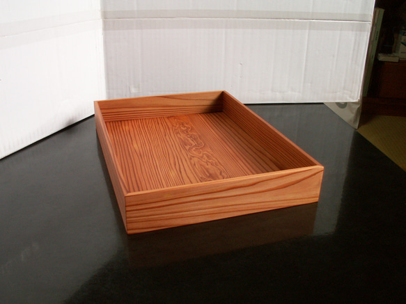 屋久杉 無垢 A4クリアファイルが入るトレイ ウッドボックス 新聞