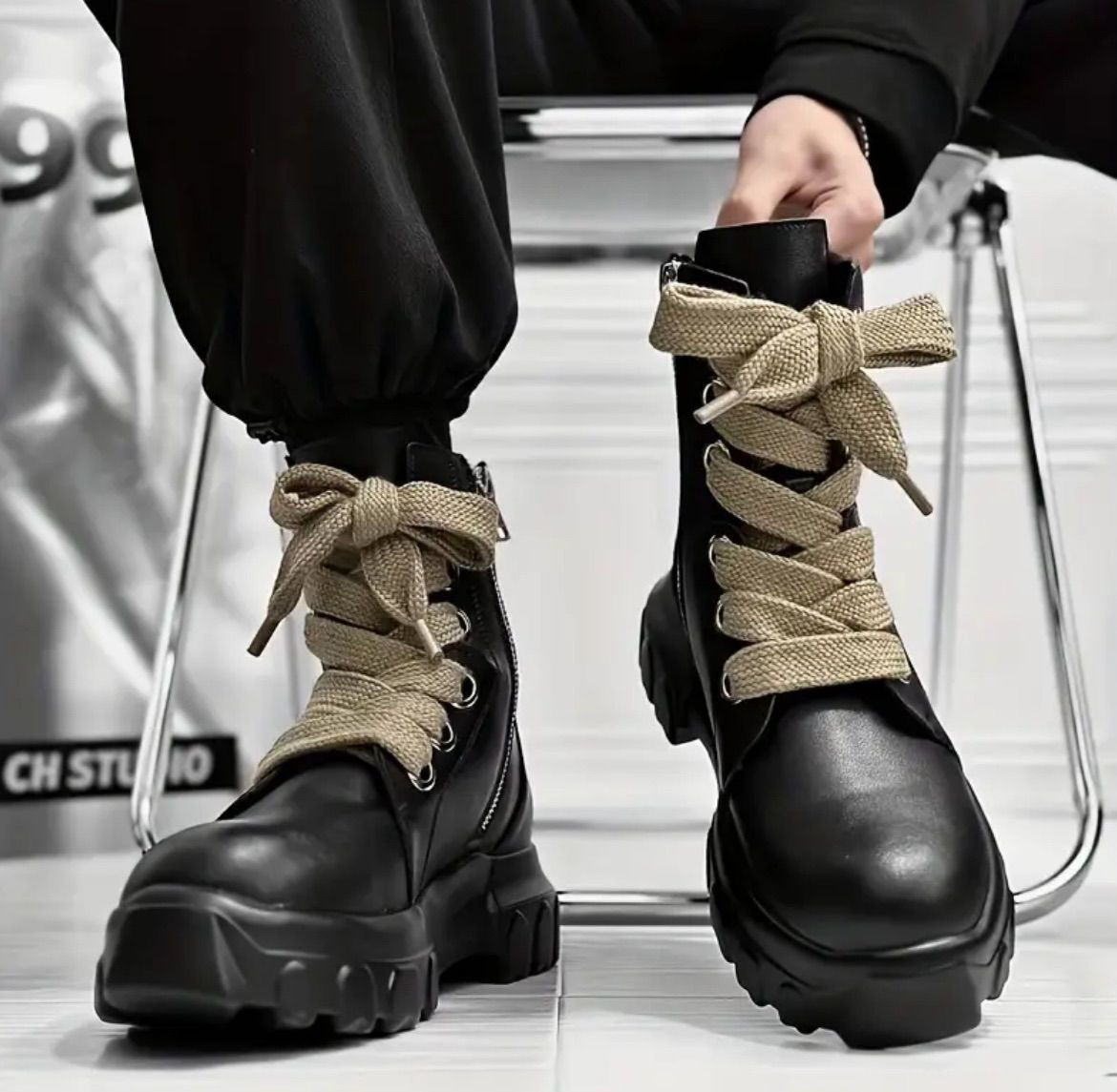 ブーツ バイクブーツ レザー 革靴 革 バイク バイク用品 ショートブーツ 厚底 メンズ 編み上げ 秋冬春 ハイカット