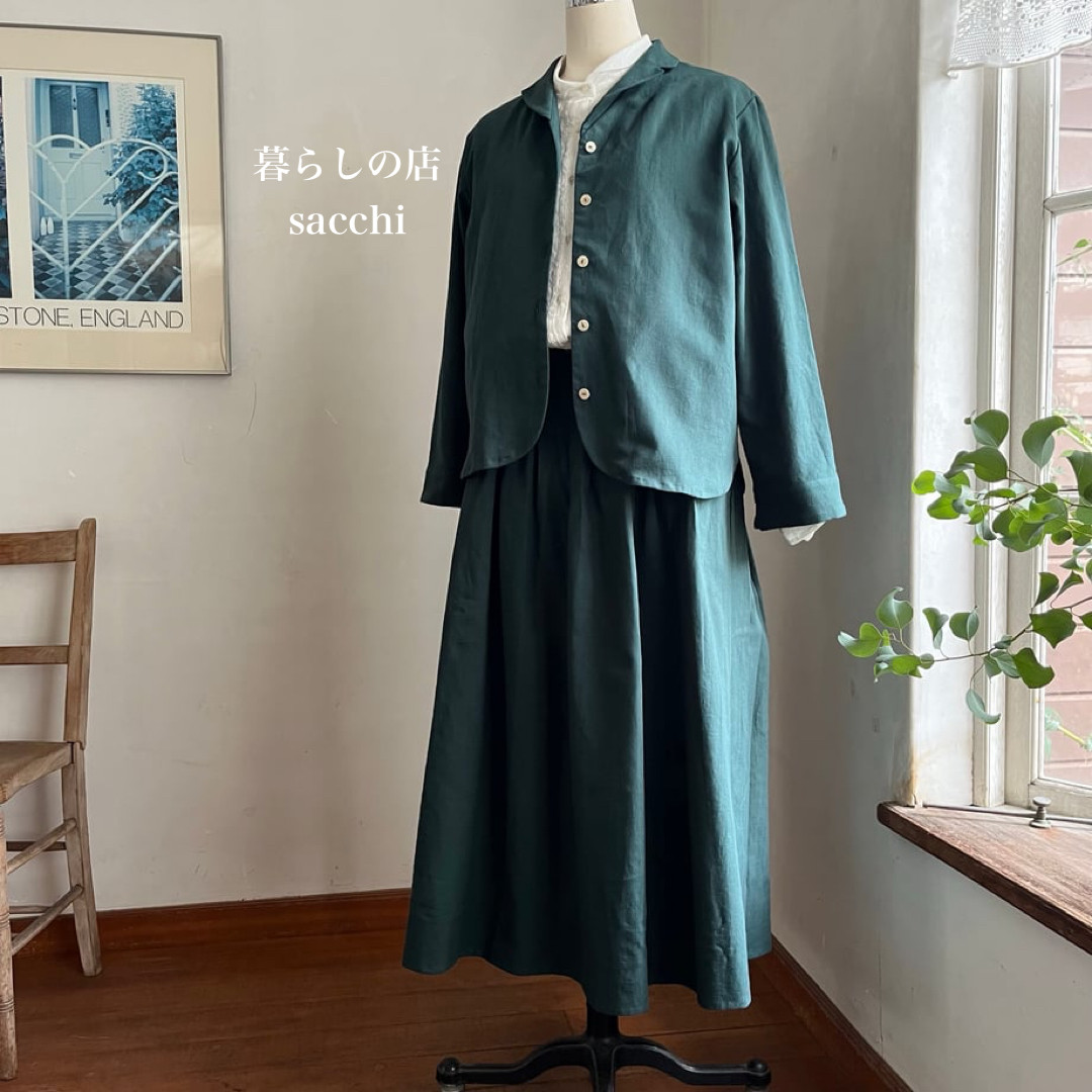 サブレジャケット　コットン和紙　ライトツイル　モスグリーン　　　　＊暮らしの店sacchi＊