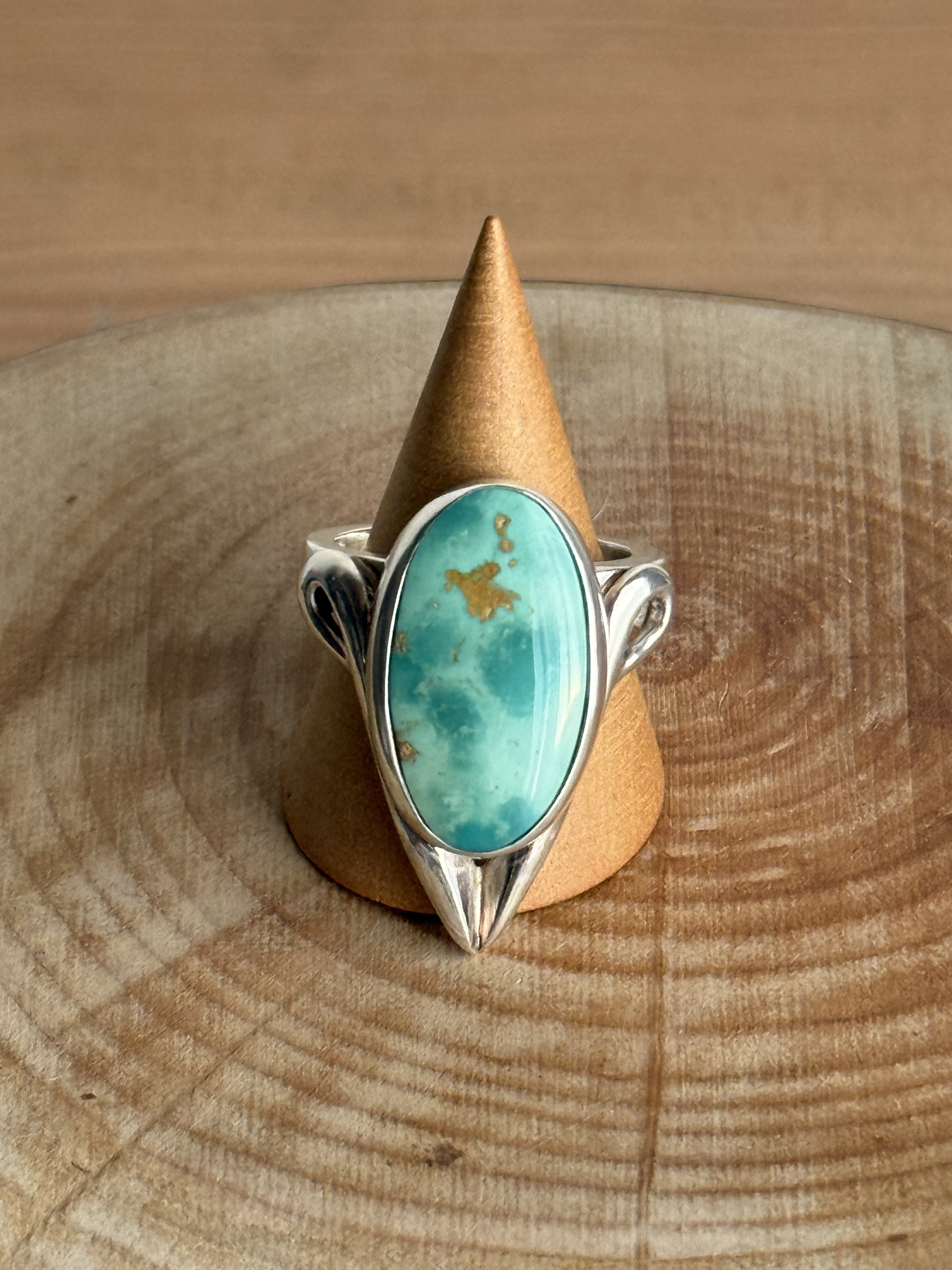 純銀ターコイズV型リング