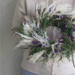 幸せのお月様＊ミモザ三日月リース＊ミモザムーンリース＊スワッグ