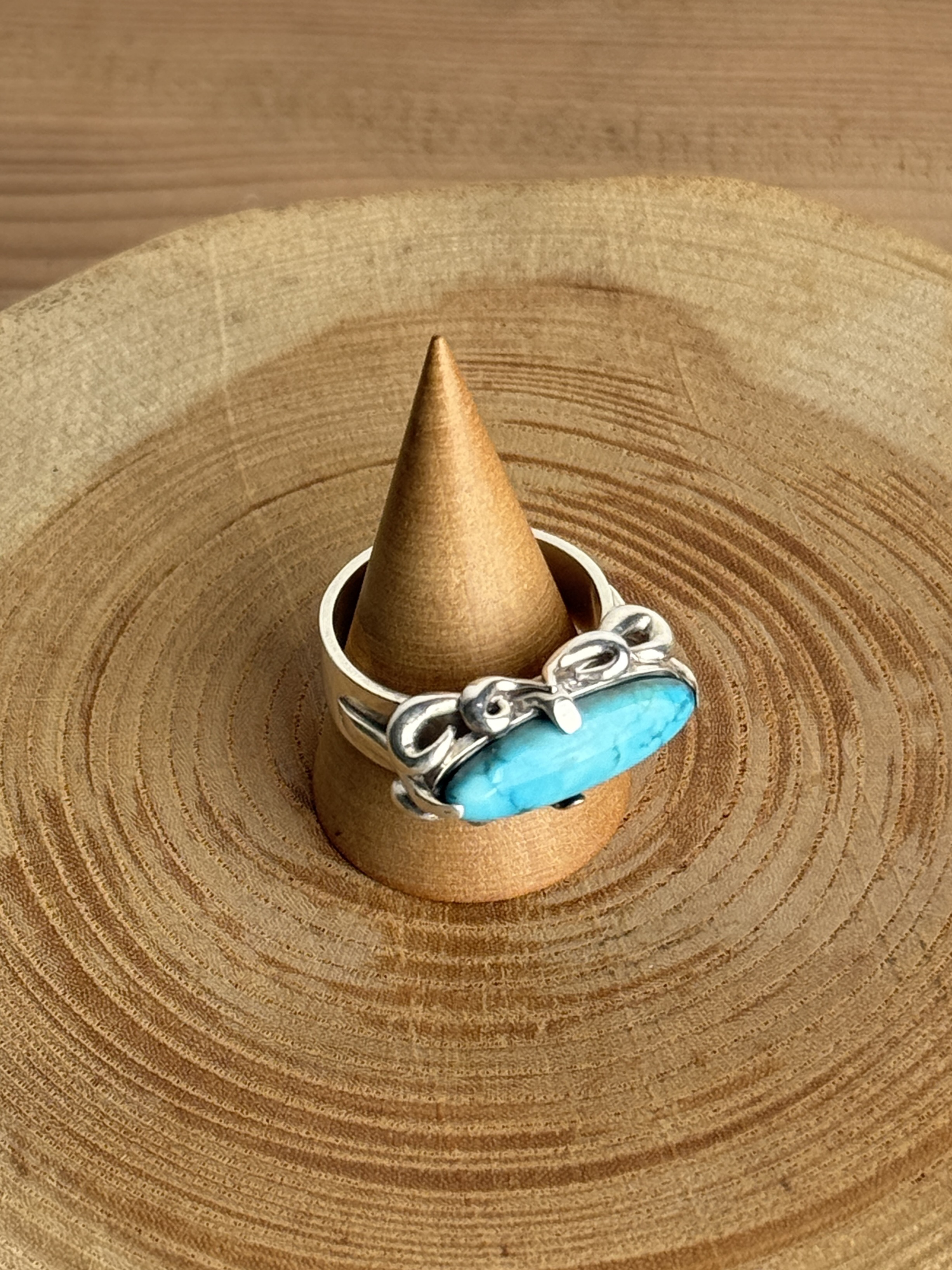 純銀ターコイズ横長リング