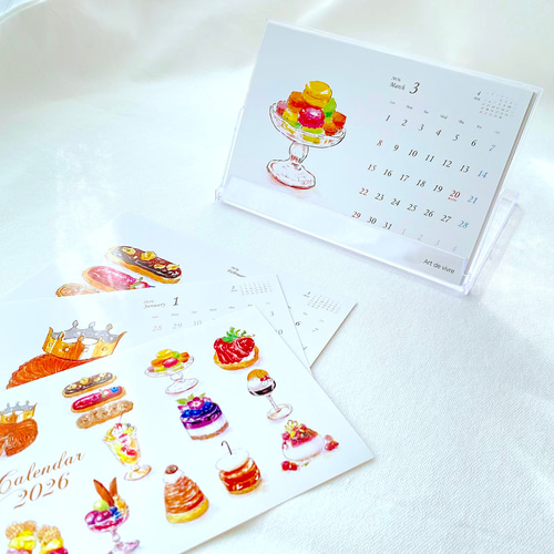 aquarifa 4枚セット 2014年卓上カレンダー 木製 カレンダー サーフィン バス 花柄 サイコロカレンダー 卓上 万年