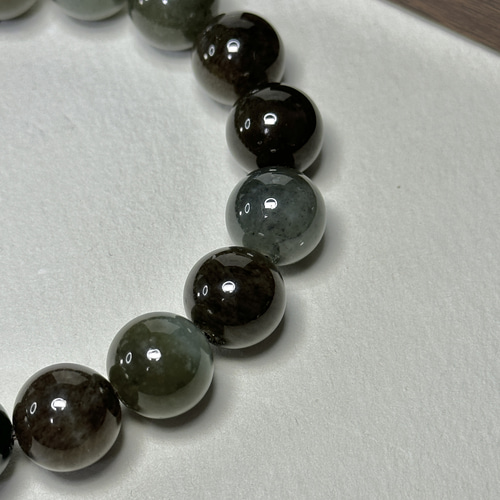 和田玉「天然翡翠(ネフライト) 」 ブレスレット ブレスレット 元気な草