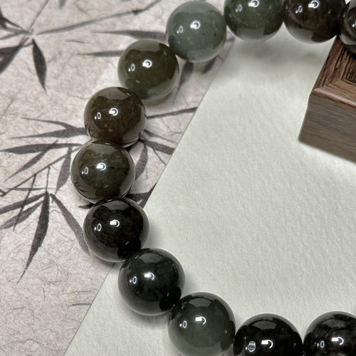 和田玉「天然翡翠(ネフライト) 」 ブレスレット ブレスレット 元気な草