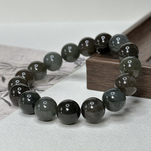 和田玉「天然翡翠(ネフライト) 」 ブレスレット ブレスレット 元気な草