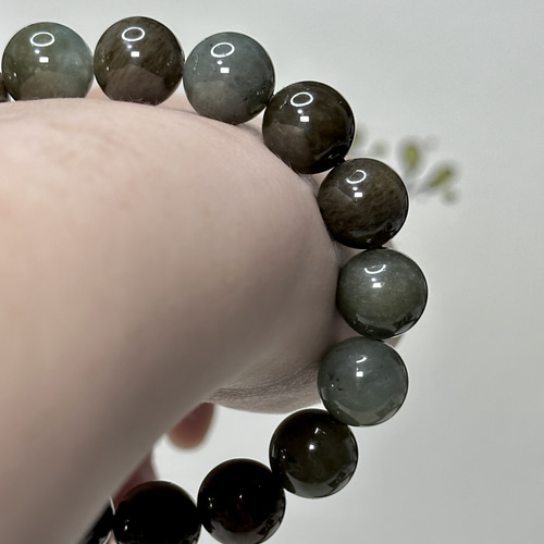 和田玉「天然翡翠(ネフライト) 」 ブレスレット ブレスレット 元気な草