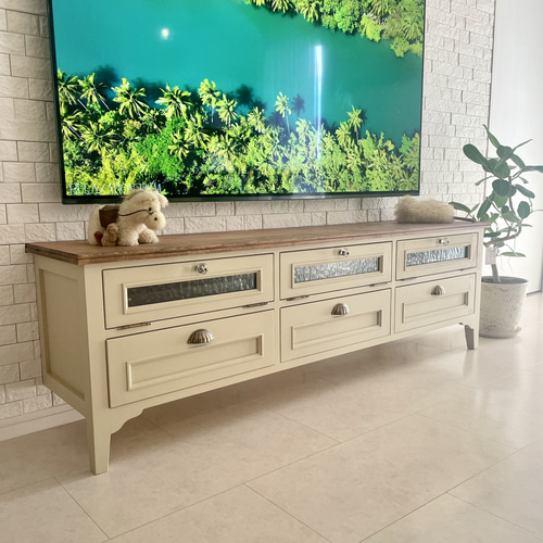 フレンチアンティークテレビボード W1700オープンテレビ台 オーダー