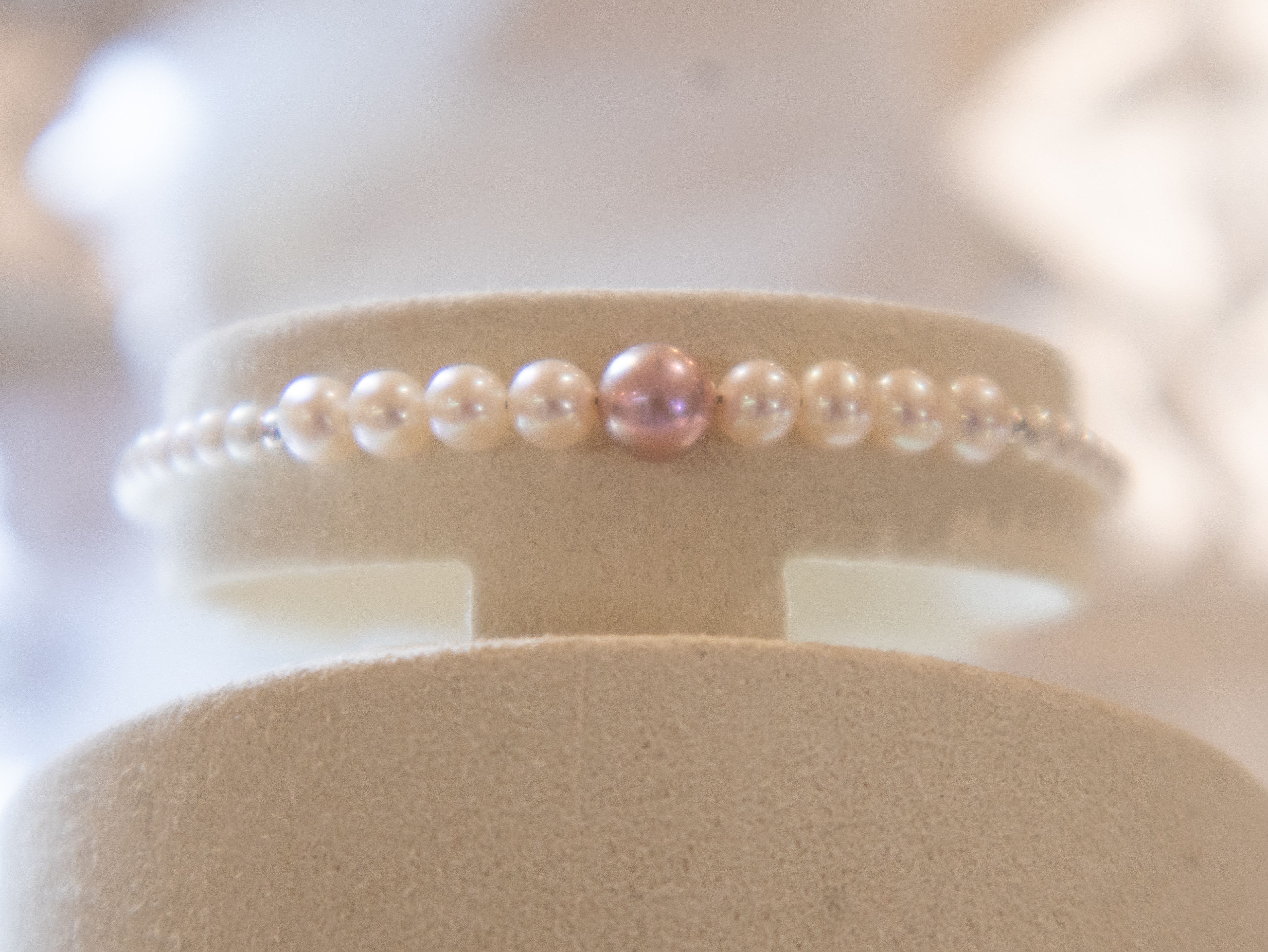 925シルバー ナチュラルラウンドシャンパンパープル 6.5mmパールブレスレット