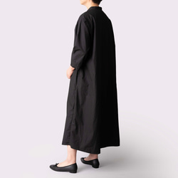 生地が選べるリネン&コットン【胸元ファスナー、スタンドカラーのワンピース】SMLオーダー　ブラック 6枚目の画像