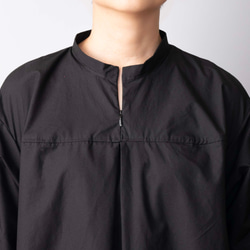 生地が選べるリネン&コットン【胸元ファスナー、スタンドカラーのワンピース】SMLオーダー　ブラック 9枚目の画像
