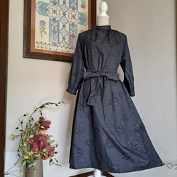 ☆ 着物リメイク/大島紬/7マルキ/泥染め/ラグランスリーブ/ハイネック