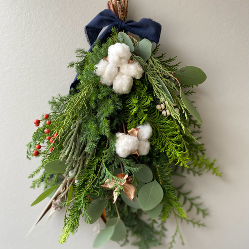 綿のクリスマススワッグ ナチュラル スワッグ Cocoflower 通販