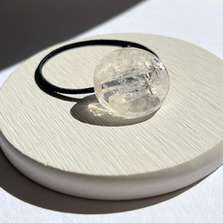 レジンヘアゴム　かすみ草　天然石　ローズクォーツ　韓国 レジンヘアゴム かすみ草 天然石 ローズクォーツ 韓国 ペーパークリー