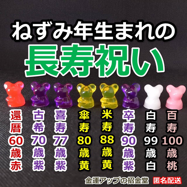 長寿祝い干支置物ねずみ（還暦祝い・古希祝い・喜寿祝い・傘寿祝い・米寿祝い・卒寿祝い・白寿祝い・百寿祝い）