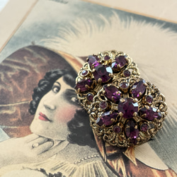 W.GERMANY 西ドイツ Vintage コスチュームジュエリー パープルガラスの