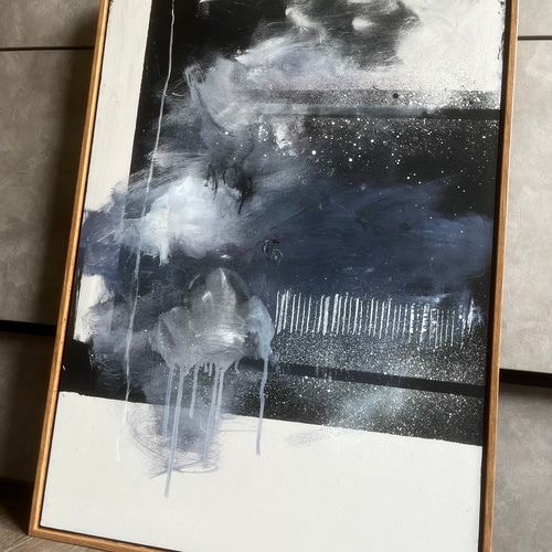 現代アート 70×50㎝ フレーム付き モダン 絵画 抽象画 インテリア