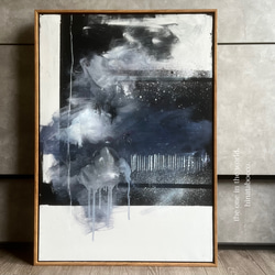 現代アート　62×44㎝　デニム　絵画　原画　抽象画　アートパネル　インテリア 現代アート デニム パッチワーク 絵画 原画 アートパネル 抽象画