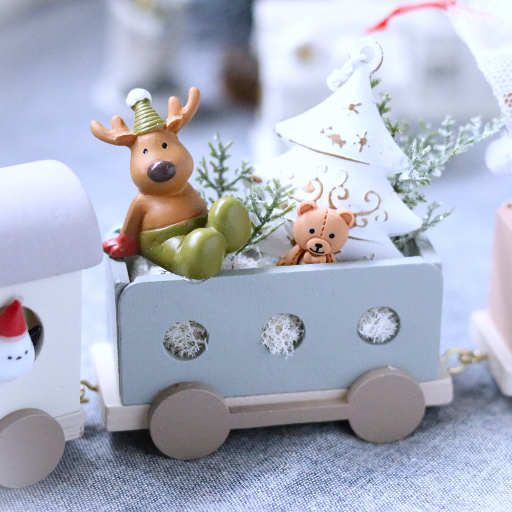 ★再販ラスト2点★ウッディトレインのクリスマス♪可愛いシマエナガとトナカイのXmas！クリスマスプレゼント/お誕生日祝い