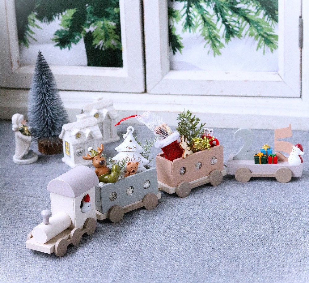 ★再販ラスト2点★ウッディトレインのクリスマス♪可愛いシマエナガとトナカイのXmas！クリスマスプレゼント/お誕生日祝いアートフラワー