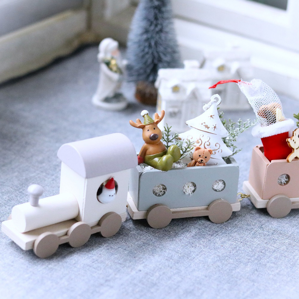 ★再販ラスト2点★ウッディトレインのクリスマス♪可愛いシマエナガとトナカイのXmas！クリスマスプレゼント/お誕生日祝い