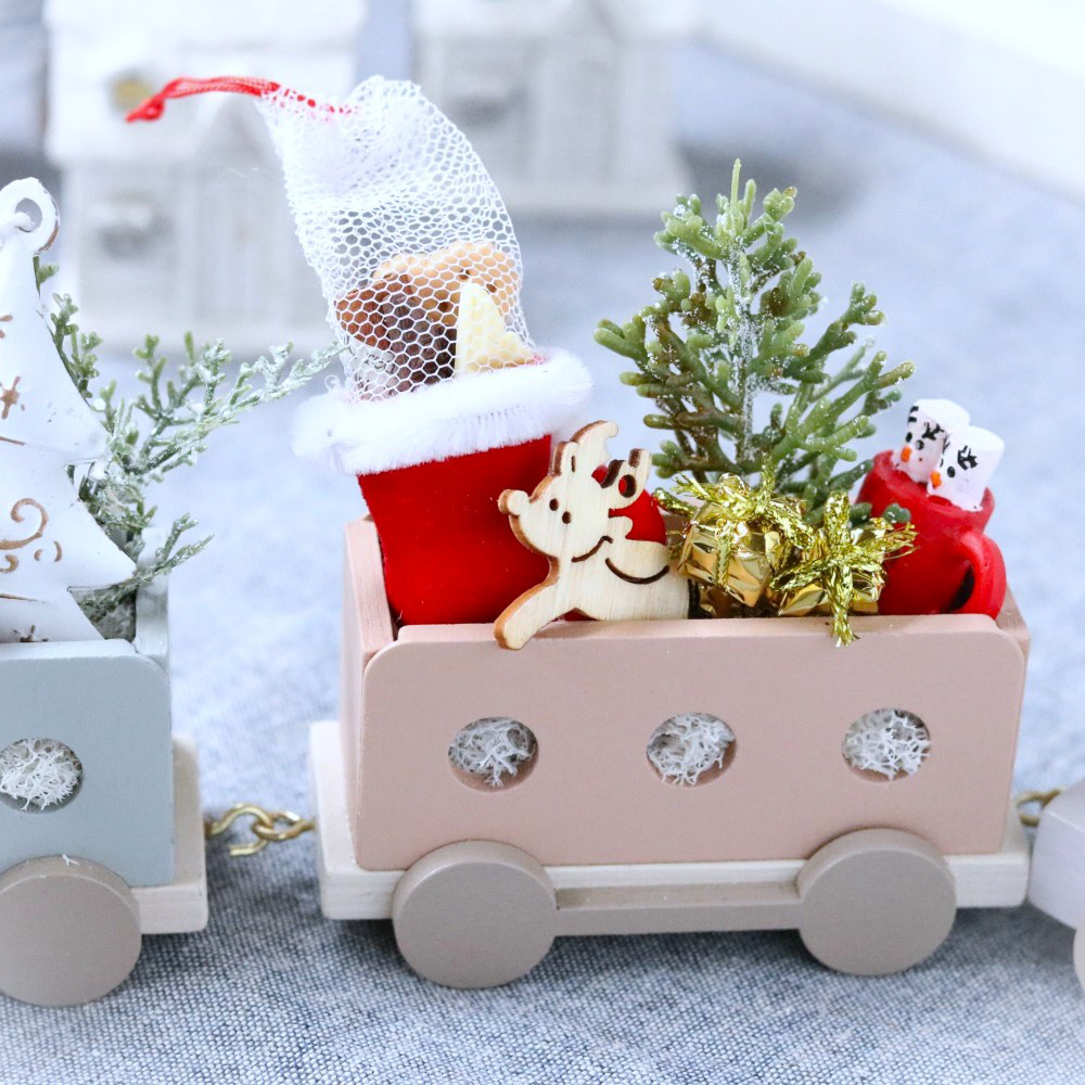 ★再販ラスト2点★ウッディトレインのクリスマス♪可愛いシマエナガとトナカイのXmas！クリスマスプレゼント/お誕生日祝い