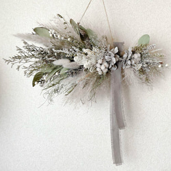 横向きスワッグ ベージュピンク ドライフラワー 横長スワッグ スワッグ