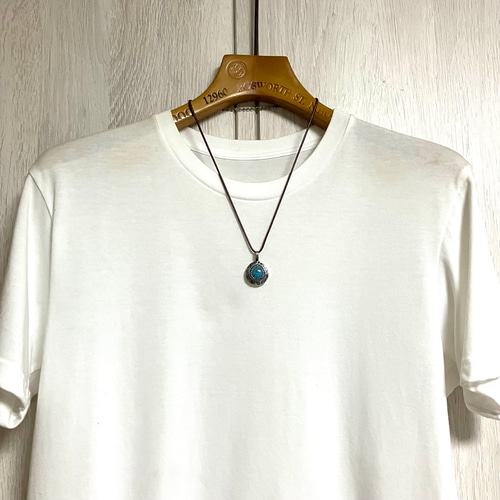 ターコイズマウンテン　シルバー　メタル　ネックレス　#インディアンジュエリー ペルシャン ターコイズ シルバー メタル タタキ ネックレス ペンダント