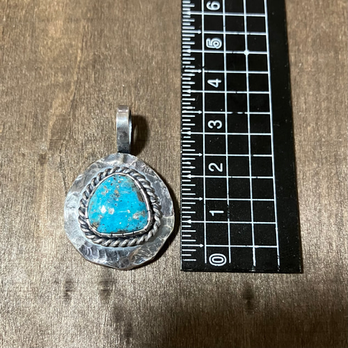 ペルシャン ターコイズ シルバー メタル タタキ ネックレス ペンダント